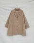 Linen Cotton Open Collar Shirt / Beige・Navy