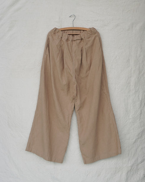 Linen Cotton Tuck Pants / Beige・Navy
