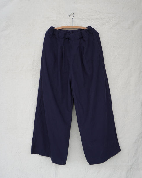 Linen Cotton Tuck Pants / Beige・Navy
