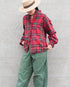 〈予約〉INDIGO Tartan Frill Tuck Blouse / Red・Blue