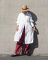 Linen Tuck Shirt Dress / White・Black