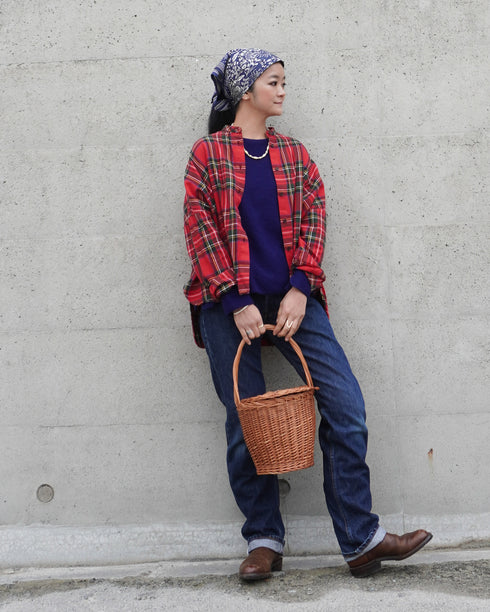 INDIGO Tartan Over Shirt / Red・Blue