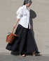 Tuck Tiered Skirt / White・Black