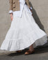 Tuck Tiered Skirt / White・Black