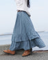 Dobby Check Frill Skirt / Beige・Blue・Charcoal
