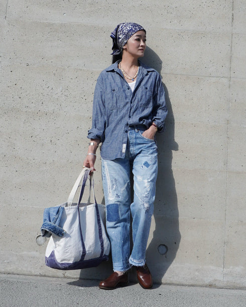 INDIGO Chambray Work Shirt / Blue・Navy