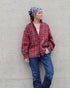 〈予約〉INDIGO Tartan Frill Tuck Blouse / Red・Blue