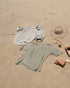 Linen 2way Henley Tee / Khaki・Black