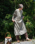 Linen Gather Dress / Khakibeige・Frenchblue