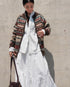 Jacquard Shetland Wool Knit Cardigan / Brown