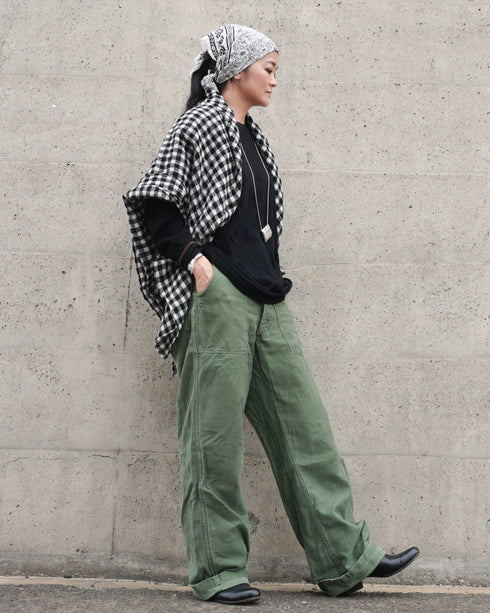 Wool Check Square Stole / Gingham Check・Small Check