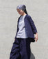 Linen Cotton Open Collar Shirt / Beige・Navy