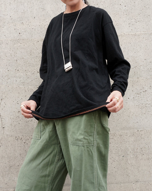 Raffy Cotton Ease Long Sleeve Tee / White・Gray・Black