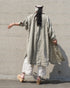 Linen Tuck Shirt Dress / Khakibeige・Frenchblue