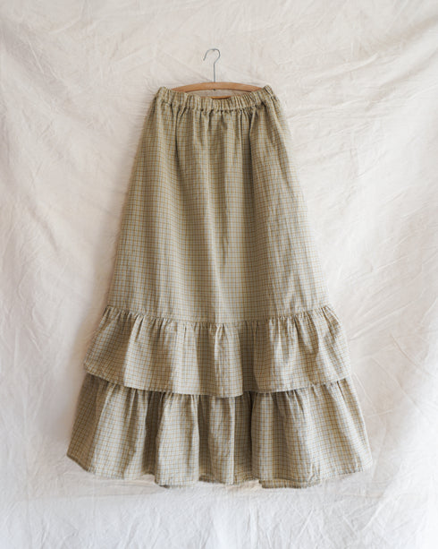 Dobby Check Frill Skirt / Beige・Blue・Charcoal