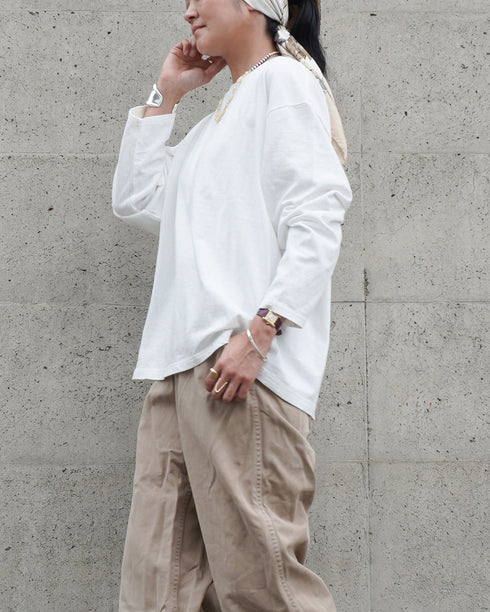 Raffy Cotton Ease Long Sleeve Tee / White・Gray・Black