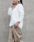Raffy Cotton Ease Long Sleeve Tee / White・Gray・Black