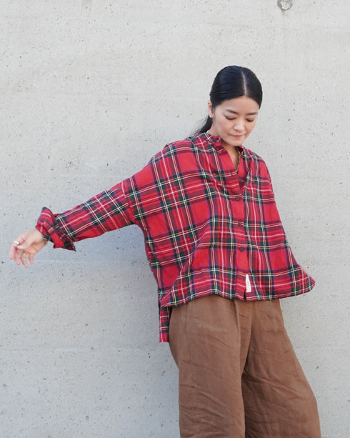 INDIGO Tartan Over Shirt / Red・Blue