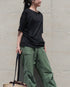 Linen 2way Henley Tee / Khaki・Black