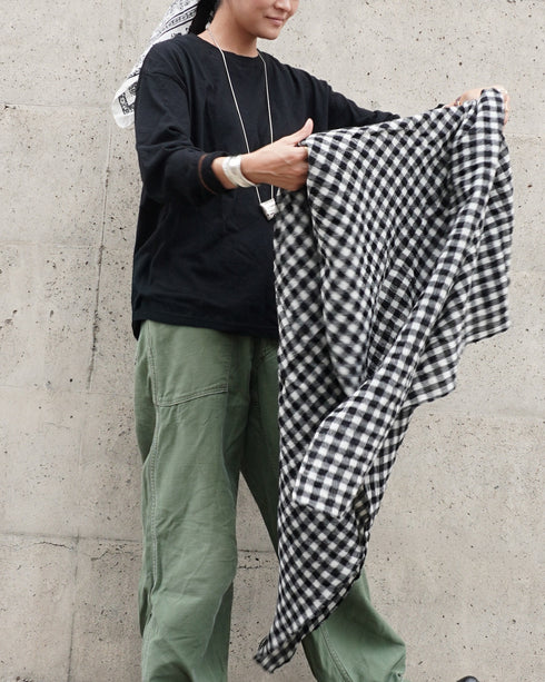 Wool Check Square Stole / Gingham Check・Small Check
