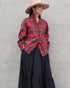 〈予約〉INDIGO Tartan Frill Tuck Blouse / Red・Blue