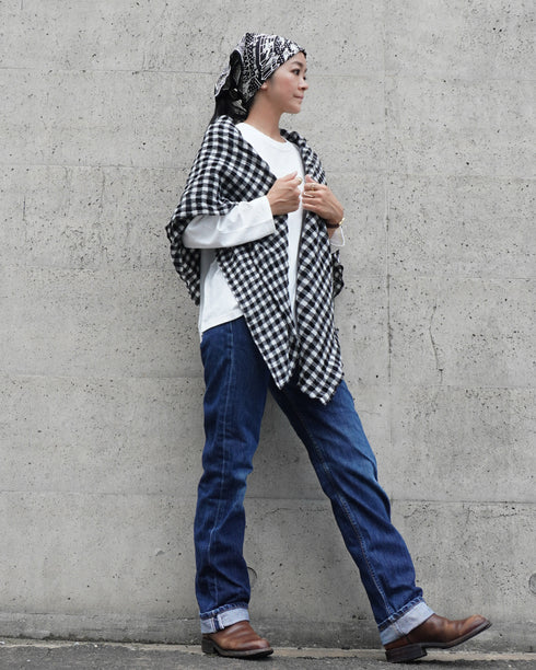 Wool Check Square Stole / Gingham Check・Small Check
