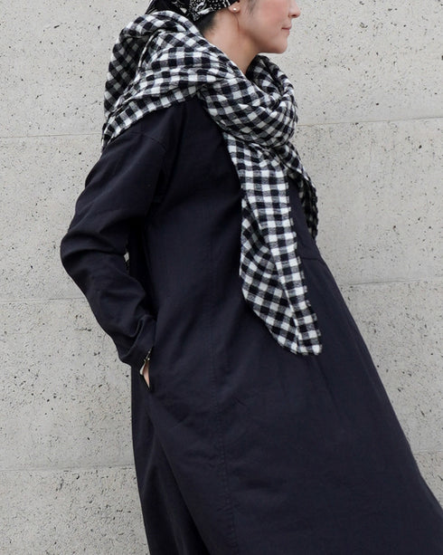 Wool Check Square Stole / Gingham Check・Small Check
