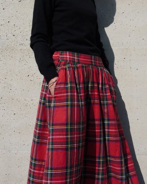 INDIGO Tartan Gathered Skirt