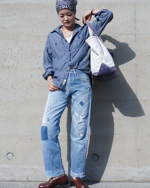 INDIGO Chambray Work Shirt / Blue・Navy