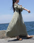 Linen Gather Dress / Khakibeige・Frenchblue