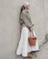 Tuck Tiered Skirt / White・Black