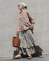 Dobby Check Frill Skirt / Beige・Blue・Charcoal