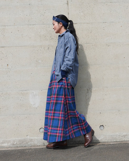 INDIGO Tartan Gathered Skirt