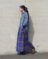 INDIGO Tartan Gathered Skirt / Red・Blue