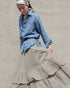 Dobby Check Frill Skirt / Beige・Blue・Charcoal