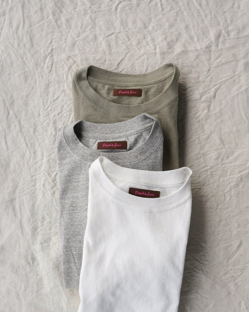 Raffy Cotton Ease Tee / White・Gray・Khaki