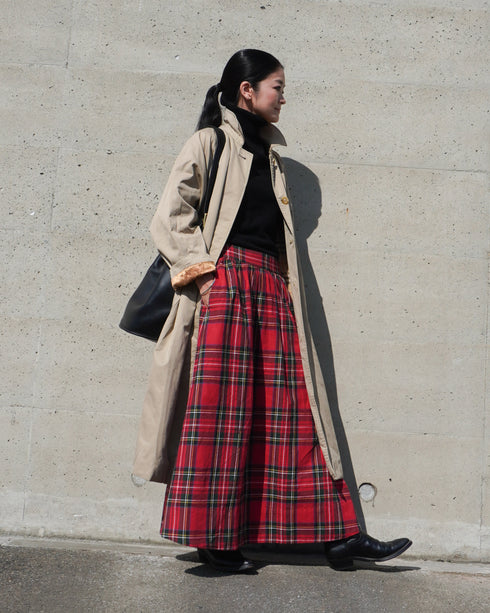 INDIGO Tartan Gathered Skirt / Red・Blue