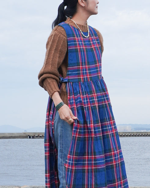 〈再入荷〉INDIGO Tartan Apron Dress / Red・Blue