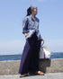 Linen Cotton Tuck Pants / Beige・Navy