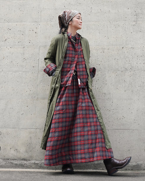 Nel Check Over Shirt / Black Watch・Red Check
