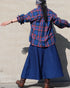 〈予約〉INDIGO Tartan Frill Tuck Blouse / Red・Blue