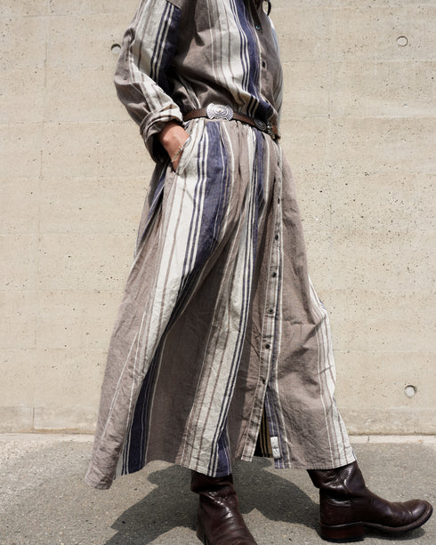 BasShu × Dopple&Scent Gathered Shirt Dress / BROWN