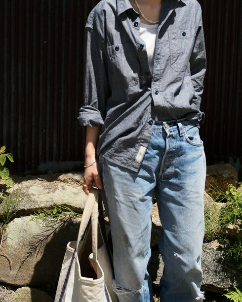 INDIGO Chambray Work Shirt / Blue・Navy