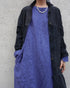 Linen Gather Dress / Khakibeige・Frenchblue