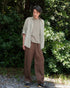 Linen Relaxed Unisex Shirt / Khakibeige・Frenchblue