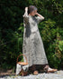 Linen Gather Dress / Khakibeige・Frenchblue
