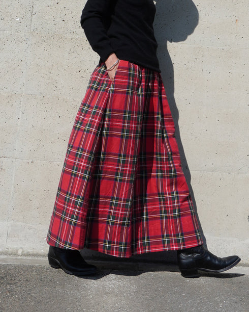 INDIGO Tartan Gathered Skirt / Red・Blue