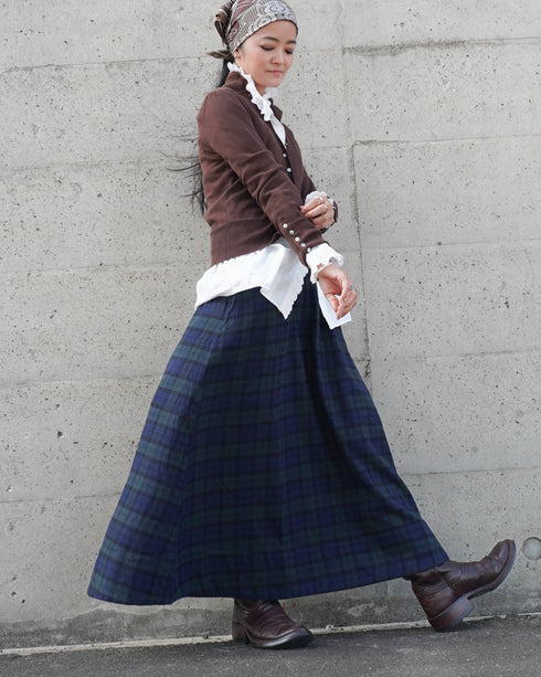 Nel Check Gathered Skirt / Black Watch・Red Check