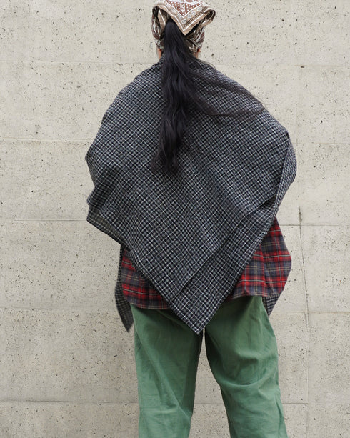 Wool Check Square Stole / Gingham Check・Small Check