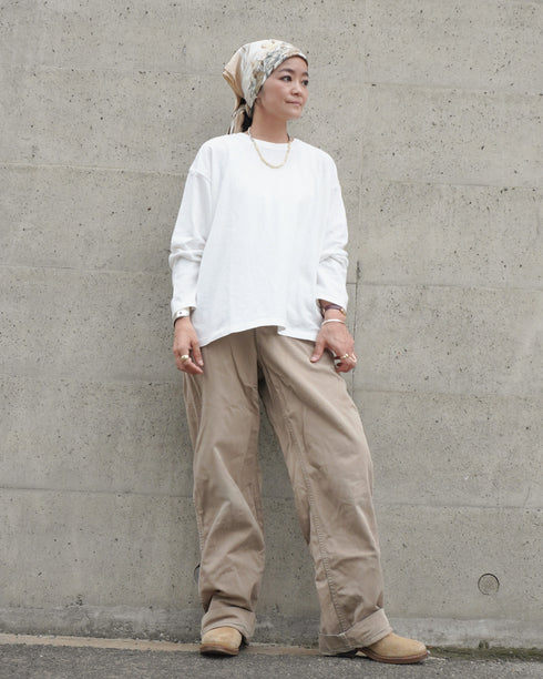 Raffy Cotton Ease Long Sleeve Tee / White・Gray・Black